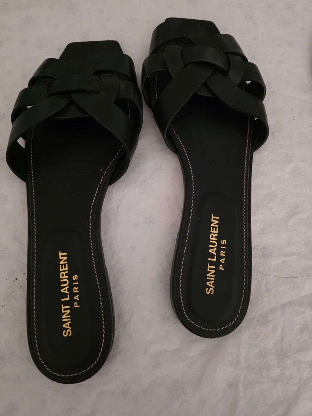Saint Laurent Black Leather Knotted Slide Sandals